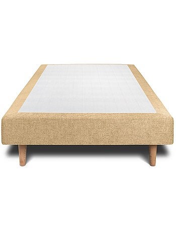 Lit avec tête de lit lignes tissu et sommier tapissier H29cm