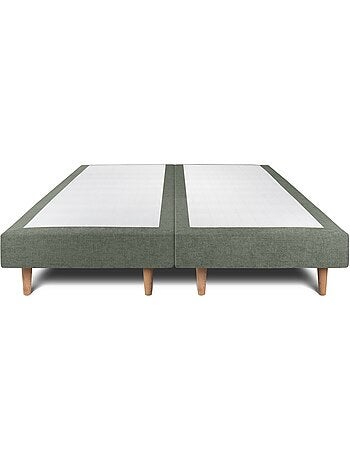 Lit avec tête de lit lignes tissu et sommier tapissier H29cm