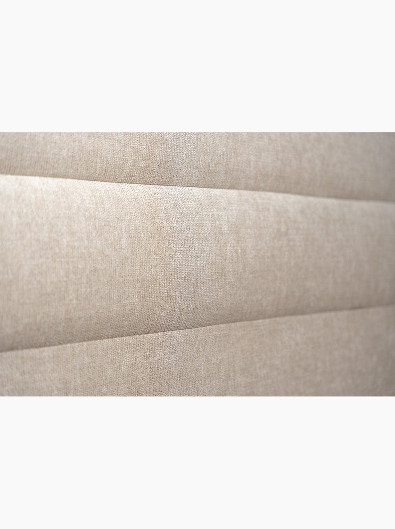 Lit avec tête de lit lignes tissu et sommier tapissier H35cm Beige foncé - Kiabi