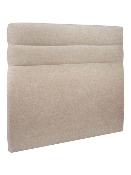 Lit avec tête de lit lignes tissu et sommier tapissier H35cm - Kiabi