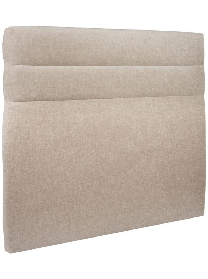 Lit avec tête de lit lignes tissu et sommier tapissier H35cm Beige foncé - Kiabi