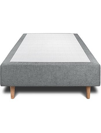 Lit avec tête de lit lignes tissu et sommier tapissier H35cm