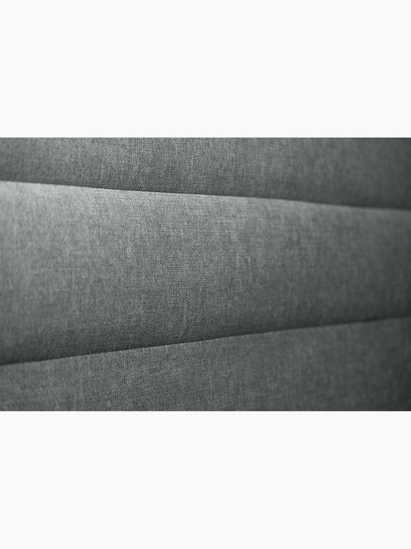 Lit avec tête de lit lignes tissu et sommier tapissier H35cm gris anthracite - Kiabi