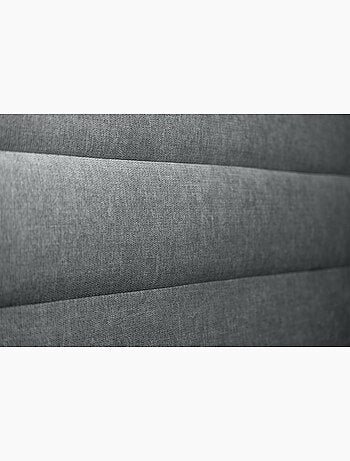 Lit avec tête de lit lignes tissu et sommier tapissier H35cm
