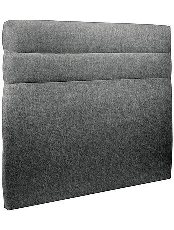 Lit avec tête de lit lignes tissu et sommier tapissier H35cm