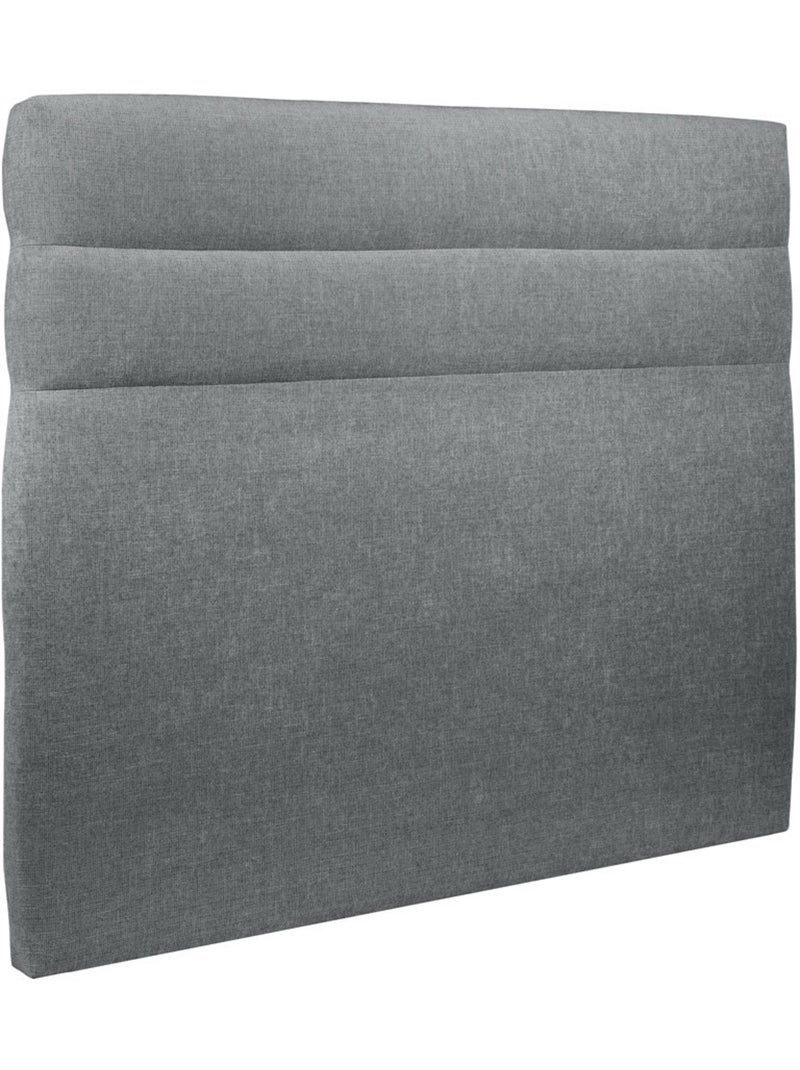 Lit avec tête de lit lignes tissu et sommier tapissier H35cm gris anthracite - Kiabi