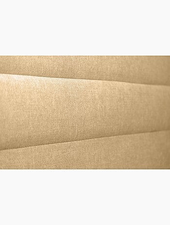 Lit avec tête de lit lignes tissu et sommier tapissier H35cm