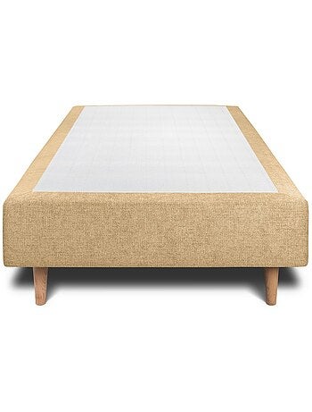 Lit avec tête de lit lignes tissu et sommier tapissier H35cm