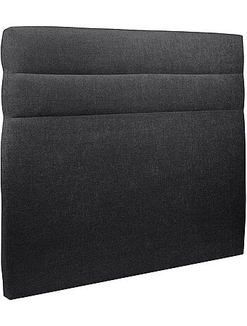 Lit avec tête de lit lignes tissu et sommier tapissier H35cm