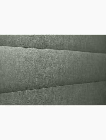 Lit avec tête de lit lignes tissu et sommier tapissier H35cm