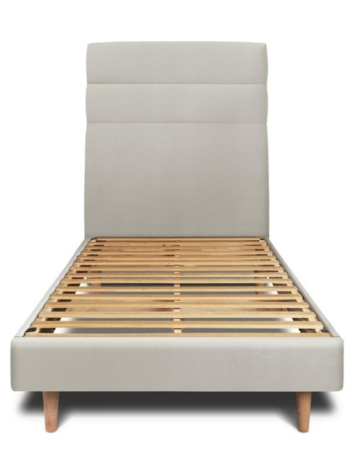 Lit avec tête de lit lignes velours et sommier kit H29cm - Kiabi