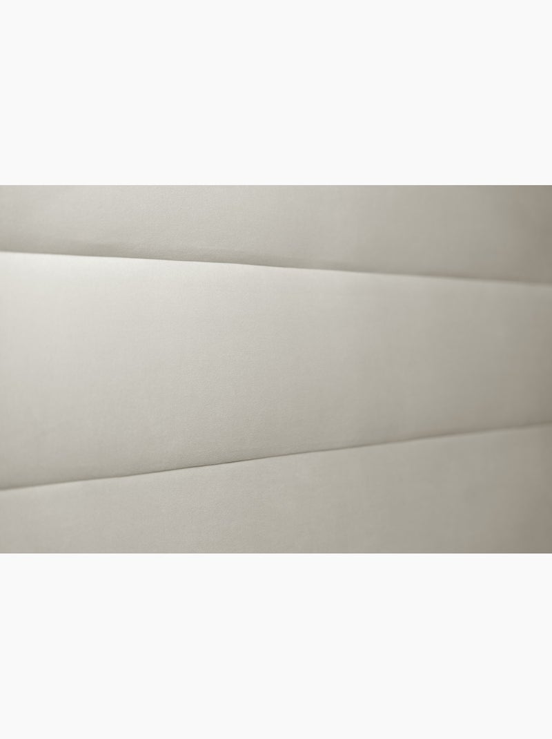 Lit avec tête de lit lignes velours et sommier kit H29cm Taupe - Kiabi