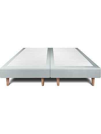 Lit avec tête de lit lignes velours et sommier tapissier H29cm