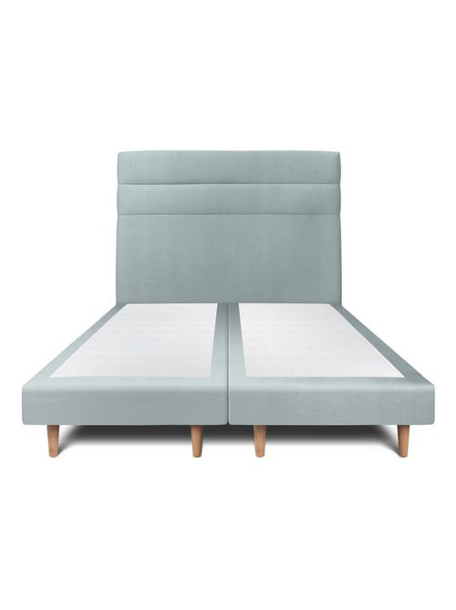 Lit avec tête de lit lignes velours et sommier tapissier H29cm - Kiabi