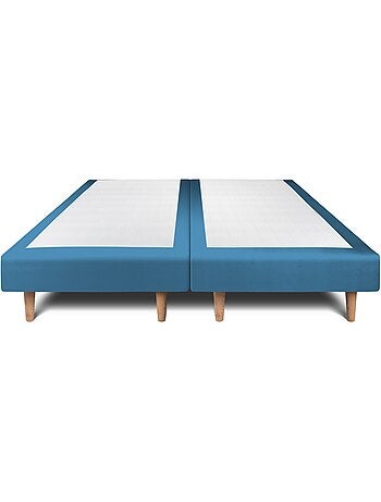 Lit avec tête de lit lignes velours et sommier tapissier H29cm