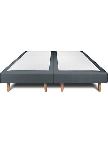 Lit avec tête de lit lignes velours et sommier tapissier H29cm