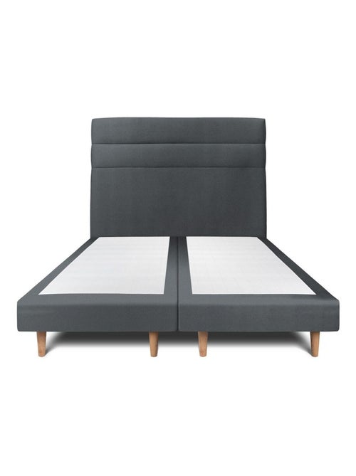 Lit avec tête de lit lignes velours et sommier tapissier H29cm - Kiabi