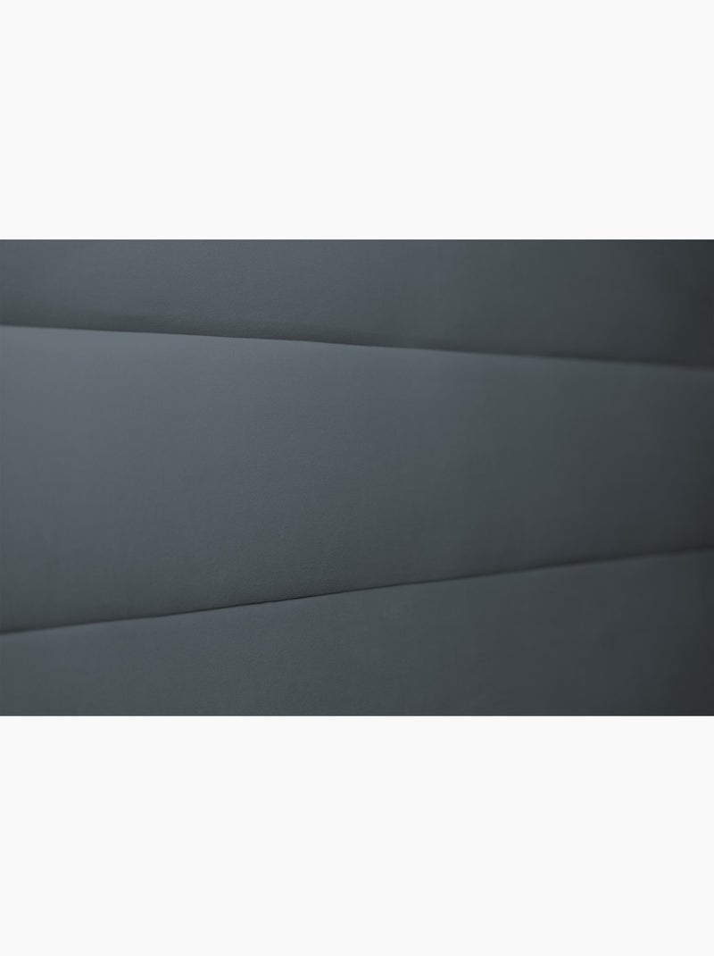 Lit avec tête de lit lignes velours et sommier tapissier H29cm gris anthracite - Kiabi