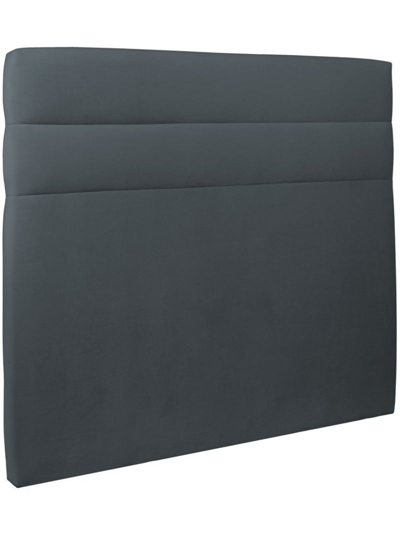 Lit avec tête de lit lignes velours et sommier tapissier H29cm gris anthracite - Kiabi