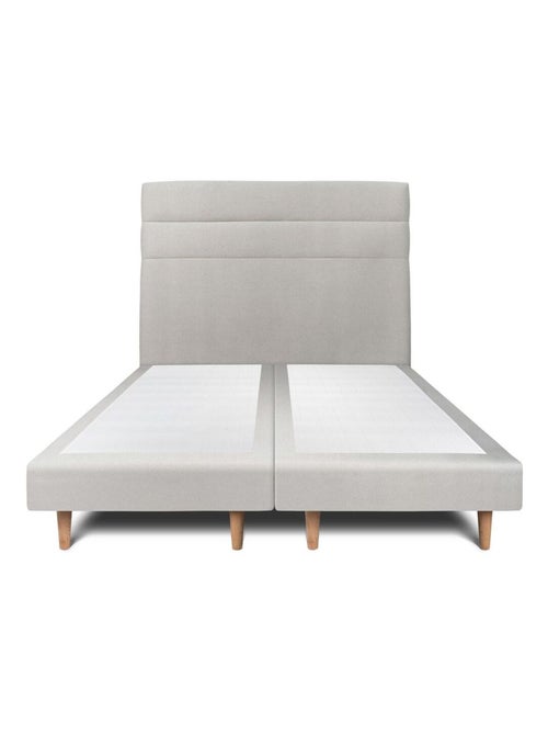 Lit avec tête de lit lignes velours et sommier tapissier H29cm - Kiabi