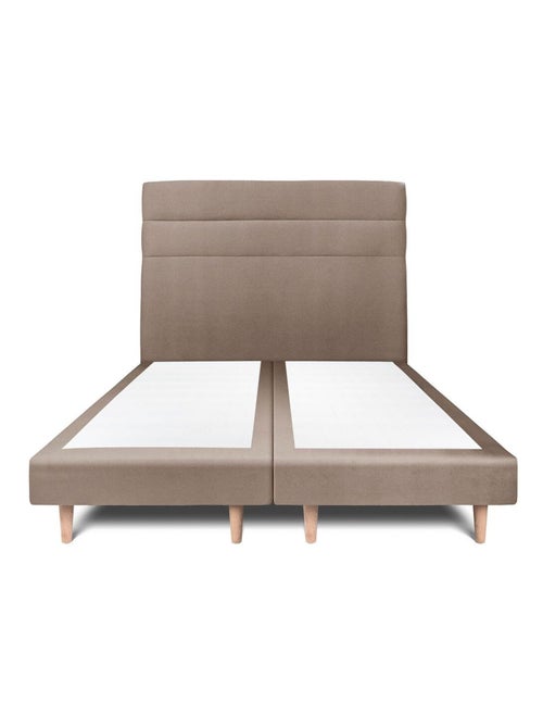 Lit avec tête de lit lignes velours et sommier tapissier H29cm - Kiabi