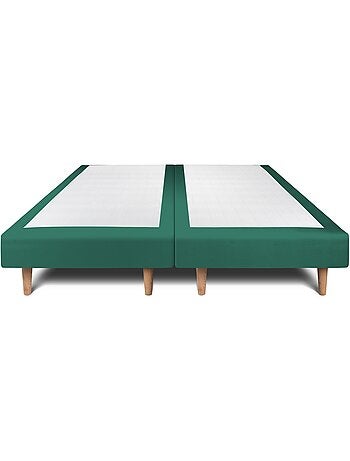 Lit avec tête de lit lignes velours et sommier tapissier H29cm