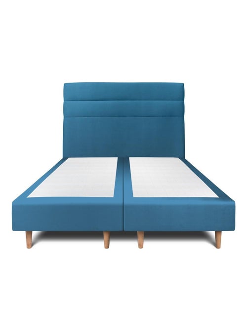 Lit avec tête de lit lignes velours et sommier tapissier H35cm - Kiabi