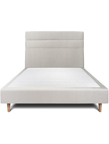 Lit avec tête de lit lignes velours et sommier tapissier H35cm