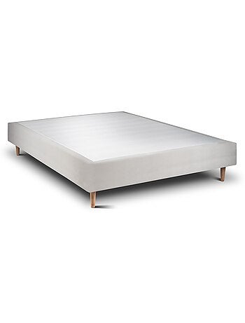 Lit avec tête de lit lignes velours et sommier tapissier H35cm