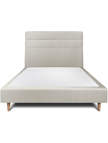 Lit avec tête de lit lignes velours et sommier tapissier H35cm