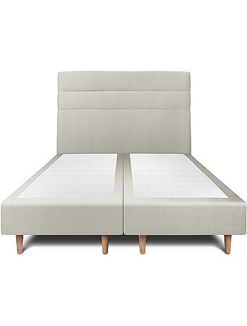 Lit avec tête de lit lignes velours et sommier tapissier H35cm
