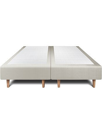 Lit avec tête de lit lignes velours et sommier tapissier H35cm