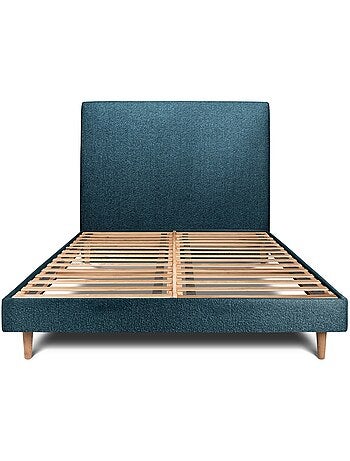 Lit avec tête de lit tapissier bouclette et sommier kit H29cm