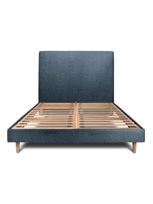 Lit avec tête de lit tapissier bouclette et sommier kit H29cm - Kiabi