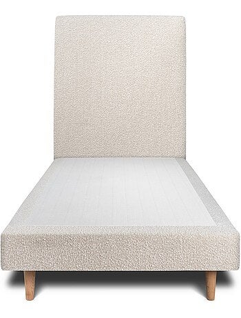 Lit avec tête de lit tapissier bouclette et sommier tapissier H29cm