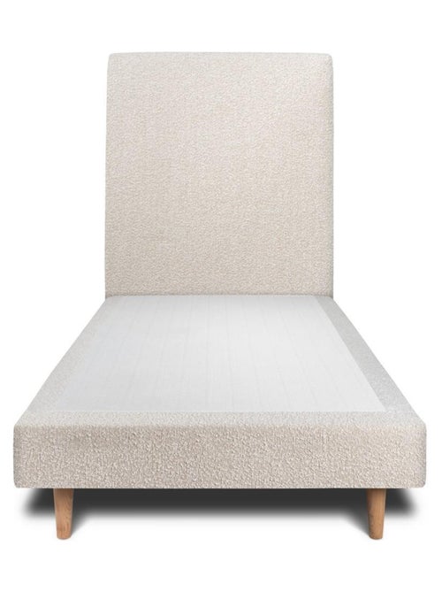 Lit avec tête de lit tapissier bouclette et sommier tapissier H29cm - Kiabi