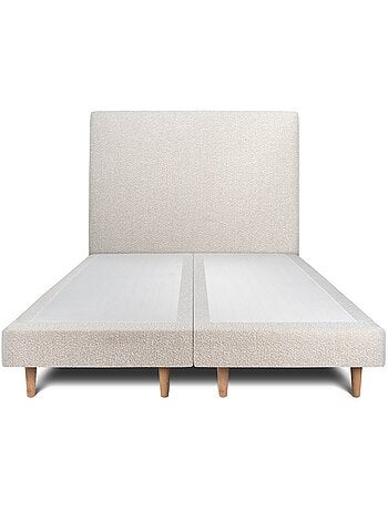 Lit avec tête de lit tapissier bouclette et sommier tapissier H29cm