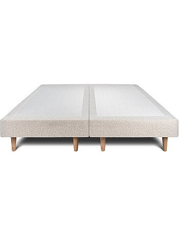 Lit avec tête de lit tapissier bouclette et sommier tapissier H29cm