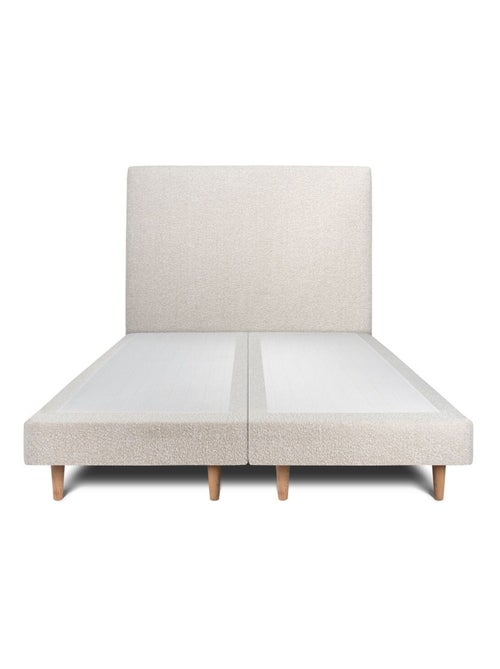 Lit avec tête de lit tapissier bouclette et sommier tapissier H29cm - Kiabi