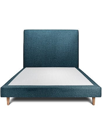 Lit avec tête de lit tapissier bouclette et sommier tapissier H29cm