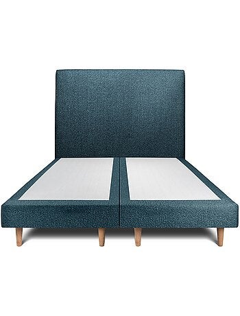 Lit avec tête de lit tapissier bouclette et sommier tapissier H29cm