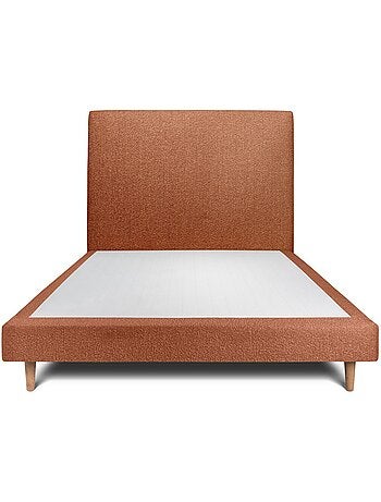 Lit avec tête de lit tapissier bouclette et sommier tapissier H29cm