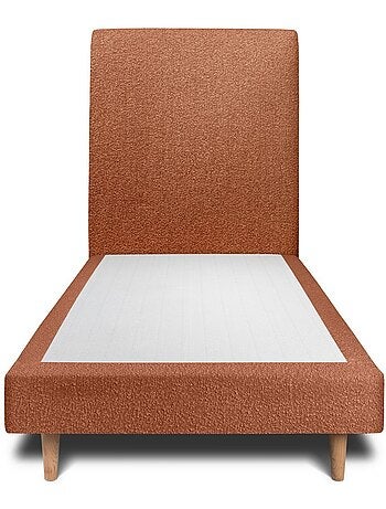 Lit avec tête de lit tapissier bouclette et sommier tapissier H29cm