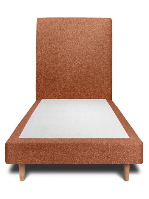 Lit avec tête de lit tapissier bouclette et sommier tapissier H29cm - Kiabi