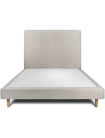 Lit avec tête de lit tapissier bouclette et sommier tapissier H29cm
