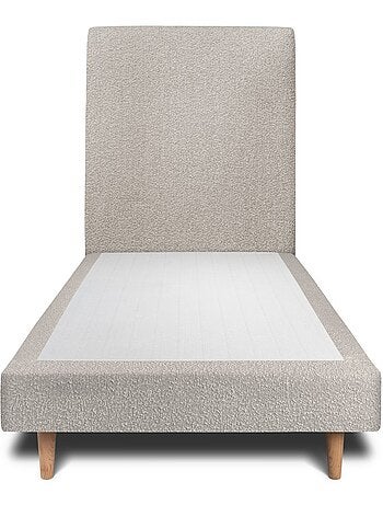 Lit avec tête de lit tapissier bouclette et sommier tapissier H29cm