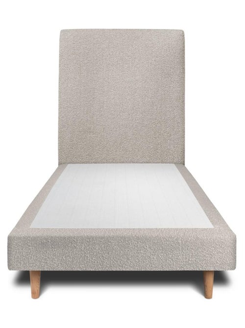 Lit avec tête de lit tapissier bouclette et sommier tapissier H29cm - Kiabi