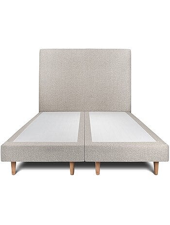 Lit avec tête de lit tapissier bouclette et sommier tapissier H29cm