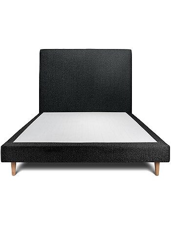 Lit avec tête de lit tapissier bouclette et sommier tapissier H29cm