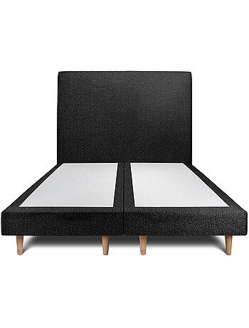 Lit avec tête de lit tapissier bouclette et sommier tapissier H29cm